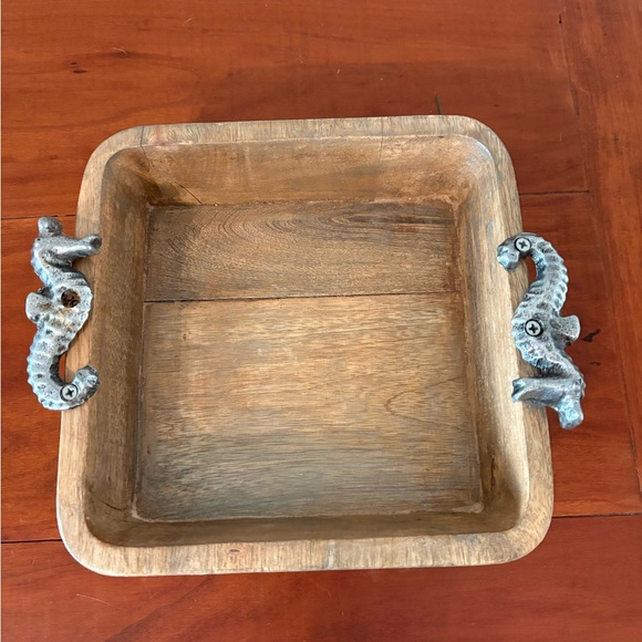 Tommy Bahama Wooden Tray Seahorse Handles Coastal Beach Decor Wood Serving Tray - Picture 3 of 9
